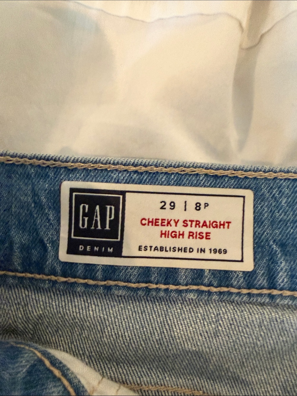 GAP Cheeky Straight High Rise Jeans - Light Blue and White Label